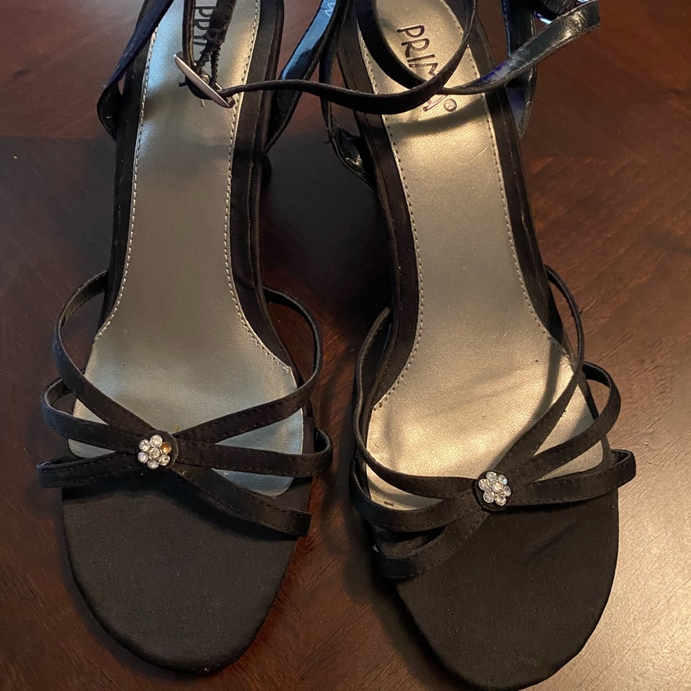 Prima Black Dress Ankle Strappy Heels - not worn!  Discounted Shipping!